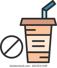 No Plastic Cup Outline Filled Style Icon