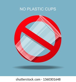 No plastic cups sign,Vector illustration.