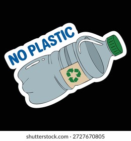 Kein Kunststoff Öko-Vektor Umweltschutz Recycling Thema geeignet für grüne Lifestyle Bewusstsein Plakate Banner und umweltfreundliche kreative Kunstwerke