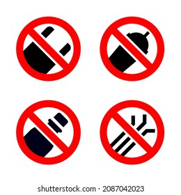 No plastic forbidden sign set, modern red round stickers