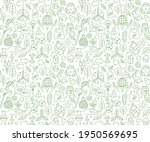 No plastic, go green, Zero waste concepts. Reduce, reuse, refuse, recycle, Rot - ecological lifestyle and sustainable development. Linear icons style illustration seamless pattern doodle drawing.