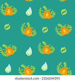 No plastic, go green, Zero waste concepts. Reduce, reuse, refuse, Recycle, Rot - ecological lifestyle and sustainable development. Flat hand drawn style illustrations seamless pattern vector drawing.