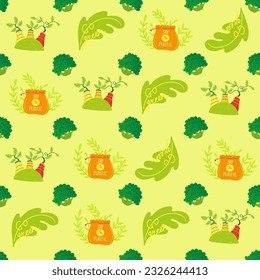 No plastic, go green, Zero waste concepts. Reduce, reuse, refuse, Recycle, Rot - ecological lifestyle and sustainable development. Flat hand drawn style illustrations seamless pattern vector drawing.