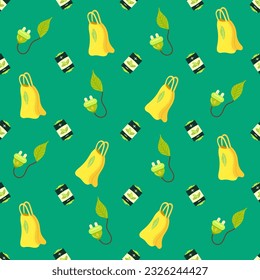 No plastic, go green, Zero waste concepts. Reduce, reuse, refuse, Recycle, Rot - ecological lifestyle and sustainable development. Flat hand drawn style illustrations seamless pattern vector drawing.