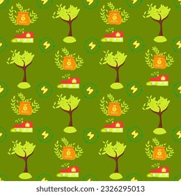 No plastic, go green, Zero waste concepts. Reduce, reuse, refuse, Recycle, Rot - ecological lifestyle and sustainable development. Flat hand drawn style illustrations seamless pattern vector drawing.