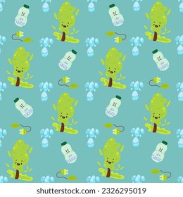 No plastic, go green, Zero waste concepts. Reduce, reuse, refuse, Recycle, Rot - ecological lifestyle and sustainable development. Flat hand drawn style illustrations seamless pattern vector drawing.