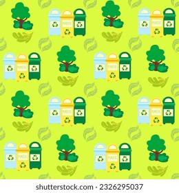 No plastic, go green, Zero waste concepts. Reduce, reuse, refuse, Recycle, Rot - ecological lifestyle and sustainable development. Flat hand drawn style illustrations seamless pattern vector drawing.