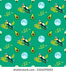 No plastic, go green, Zero waste concepts. Reduce, reuse, refuse, Recycle, Rot - ecological lifestyle and sustainable development. Flat hand drawn style illustrations seamless pattern vector drawing.