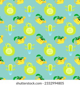 No plastic, go green, Zero waste concepts. Reduce, reuse, refuse, Recycle, Rot - ecological lifestyle and sustainable development. Flat hand drawn style illustrations seamless pattern vector drawing.