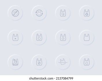 no hay iconos de los vectores grises de plástico en los botones de goma redondos. no hay conjunto de iconos de plástico para web, aplicaciones móviles, diseño ui y poligrafía de negocios de promoción