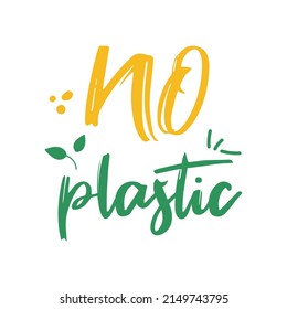 No Plastic Green Yellow Flat Lettering Stock Vector (Royalty Free ...