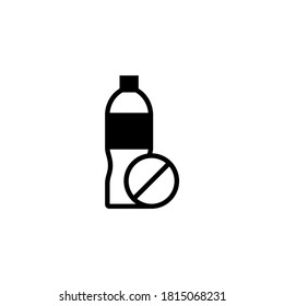 No Plastic Icon in black flat glyph, filled style isolated on white background