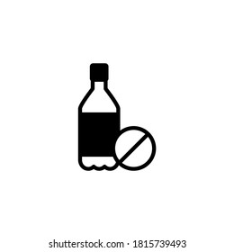 No Plastic Icon in black flat glyph, filled style isolated on white background