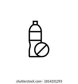 No hay icono de plástico en el icono de estilo de línea negra, estilo aislado en el fondo blanco