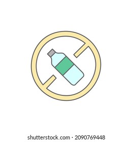 No hay icono de plástico en el icono de color, aislado en el fondo blanco 