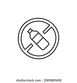 No hay icono plástico en el estilo de línea negra plana, aislado en fondo blanco