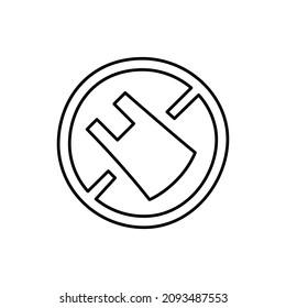Kein Plastiksymbol im flachen schwarzen Linienstil einzeln auf weißem Hintergrund