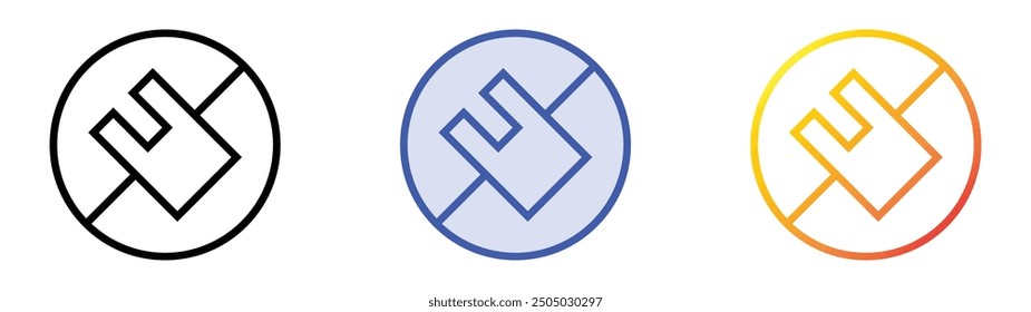 no plastic icon. Linear, Blue Fill and Gradient Style Design Isolated On White Background