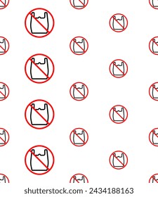 No Plastic Icon Seamless Pattern, Say No To Plastic Vector Art Illustration