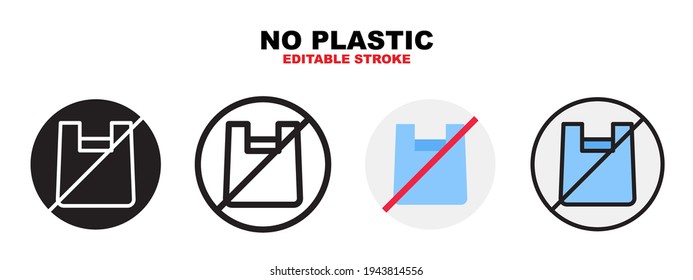 No plastic icon set with different styles. Icons designed in filled, outline, flat, glyph and line colored. Editable stroke and pixel perfect. Can be used for web, mobile, ui and more.