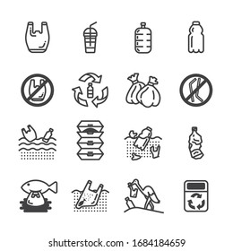 no plastic icon set/Flat icon set design, Out line vector icon set for design.