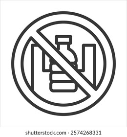 No Plastic Icon Vector Illustration Outline