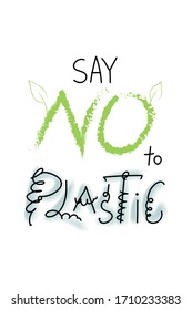 No to Plastic poster vector 