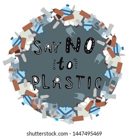 No plastic. Protest against plastic garbage. Flat illustration. Vector