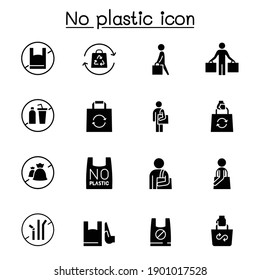 No plastic sign icon set vector illustration graphic design