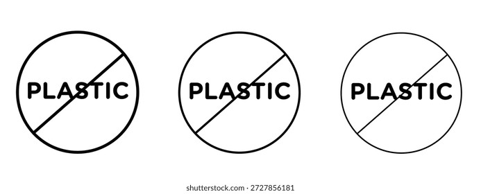Nenhum modelo de design de logotipo de vetor de sinal de plástico. Gráficos de Traçado editáveis.
