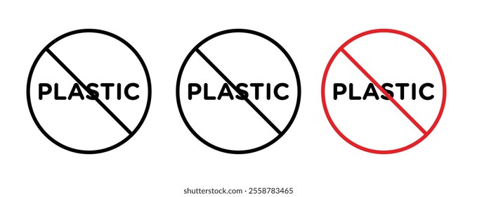 No plastic sign vector set