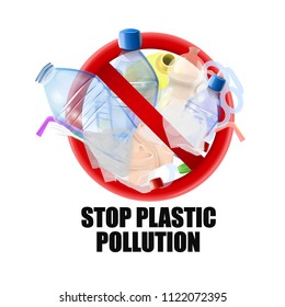 No plastic signal: protest against plastic garbage. Vector image