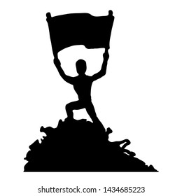 No plastic signal. Silhouette of a man with a poster. Protest against garbage. Vector image