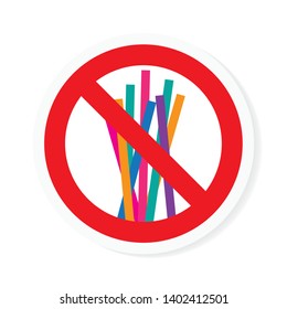 no plastic straw icon- vector illustration