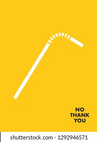 No Plastic Straw Motivational Poster. Say NO Plastic Save the earth