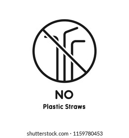 No plastic straws sign.  Save the earth and good environment concept. Vector. Isolate on white background.