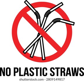 No plastic straws sign vector design