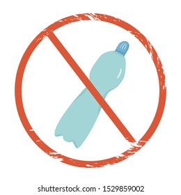 No plastic symbol. Forbidden  plastic bag sign. Vector illustration.