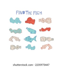 no to plastic thrown into the waters message fish vector graphic design sea water cartoon underwater ocean nature children kids girl boy men women fashion trend t-shirt art 