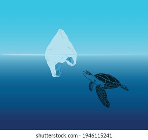 No plastic! Vector flat illustration for World Environment Day. background for Ocean plastic pollution. Say no to plastic