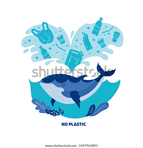 No Plastic Vector Flat Illustration World Stock Vector (Royalty Free ...