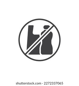 No plastic vector icon. filled flat sign for mobile concept and web design. Plastic bag and bottle prohibition glyph icon. Pollution symbol, logo illustration. Vector graphics