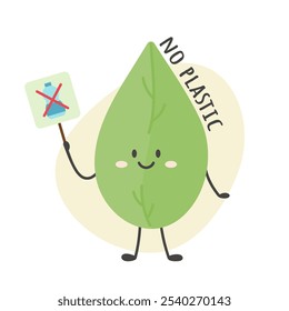 Sin Ilustración vectorial de plástico con carácter de hoja