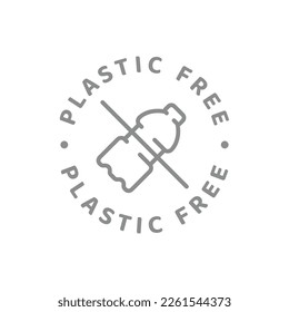 No plastic with water bottle sign. Plastic free vector restriction sticker icon.