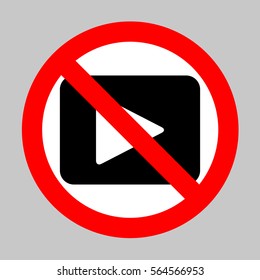 No Play sign illustration. Forbidden sign isolated on gray background.