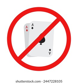 No Playing Cards Sign on White Background