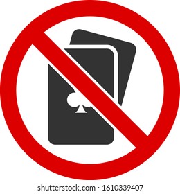 No playing cards vector icon. Flat No playing cards pictogram is isolated on a white background.
