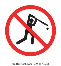 No Playing Cricket Sign Vector