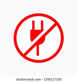 No Plug Icon. Device Malfunction. Disconnected, Unrecommended Tool Symbol. Applied for Design, Presentation, Website or Apps Elements - Vector.