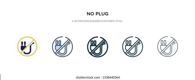 no plug icon in different style vector illustration. two colored and black no plug vector icons designed in filled, outline, line and stroke style can be used for web, mobile, ui